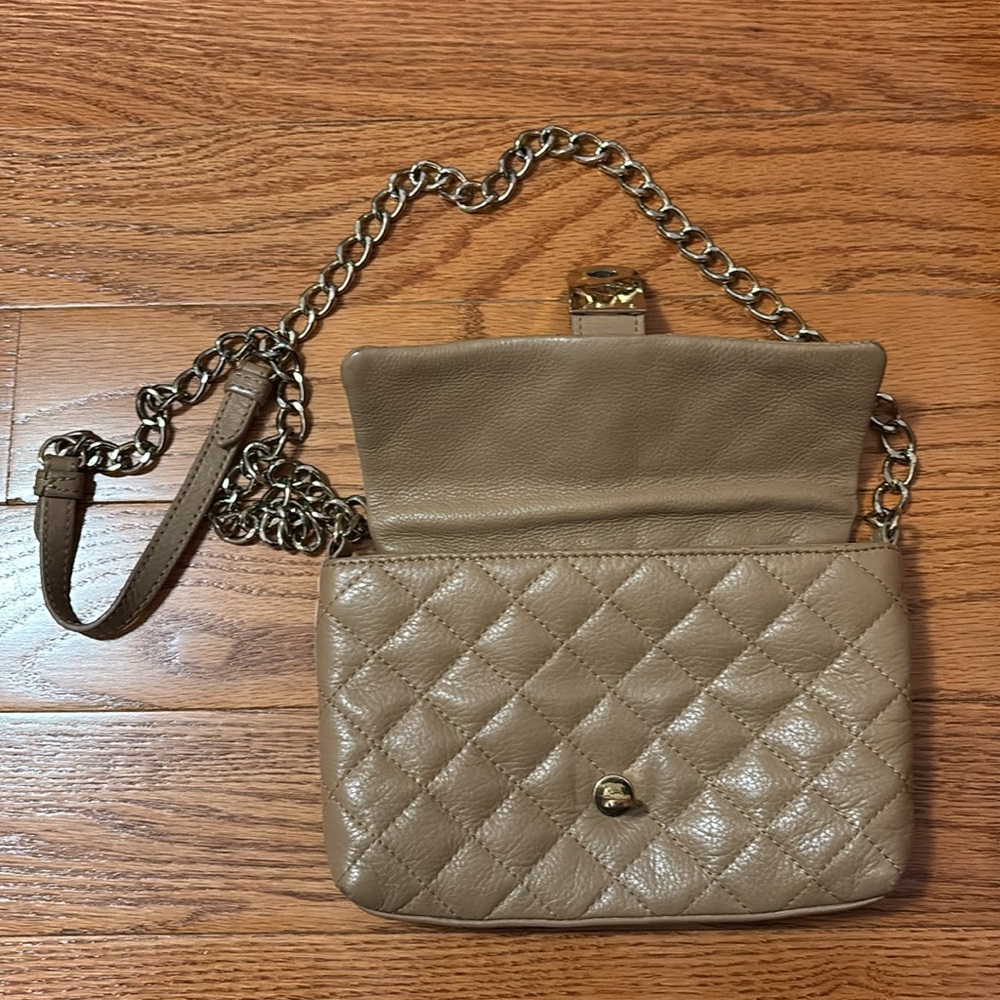Jaeger Quilted Leather Bag Beige Tan Small Clutch Crossbody Kate Middleton Pippa - Picture 5 of 16